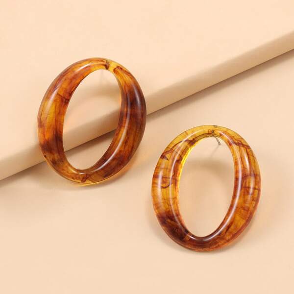 

Resin Oval Earrings, Brown