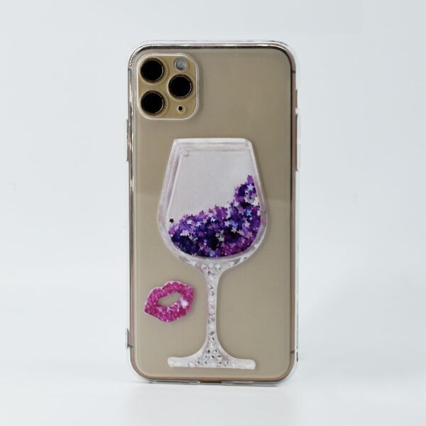 

Wine Glass & Red Lip Clear Phone Case, Multicolor