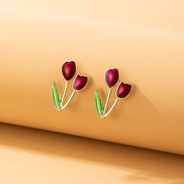 

Flower Design Stud Earrings, Multicolor