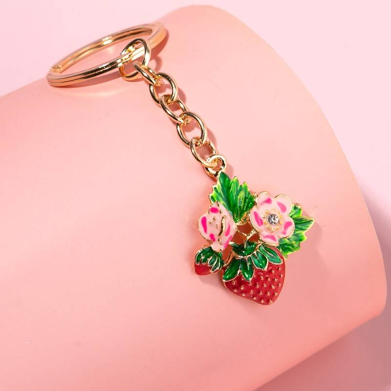 

Strawberry Drop Keychain, Red