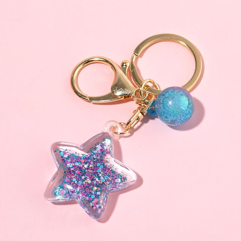 

Glitter Star Charm Keychain, Blue