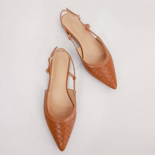 

Braided Design Slingback Flats, Burnt orange