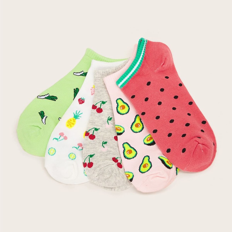 

5pairs Fruit Pattern Socks, Multicolor