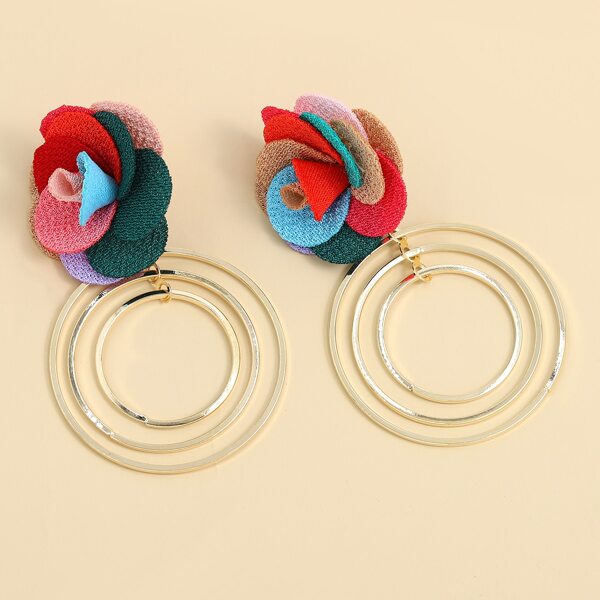 

Flower & Round Decor Drop Earrings, Multicolor
