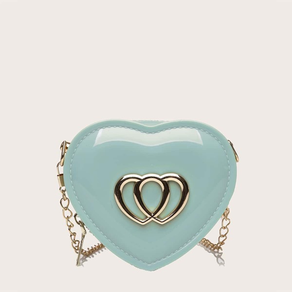

Girls Heart Shaped Chain Bag, Green