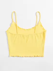 Muchica 生菜邊羅紋針織短版吊帶上衣