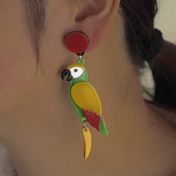 

Color Block Parrot Drop Earrings, Multicolor