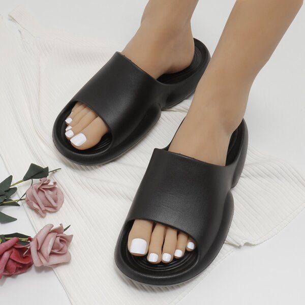 

Minimalist Open Toe Slides, Black