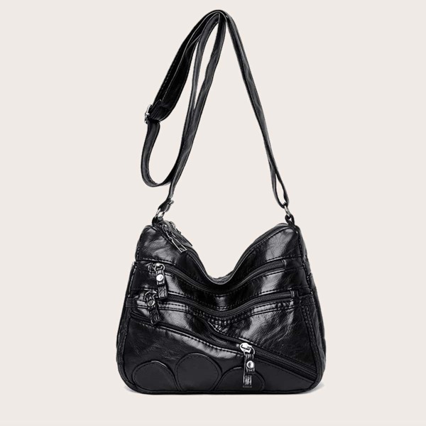 

Zipper Front Crossbody Bag, Black