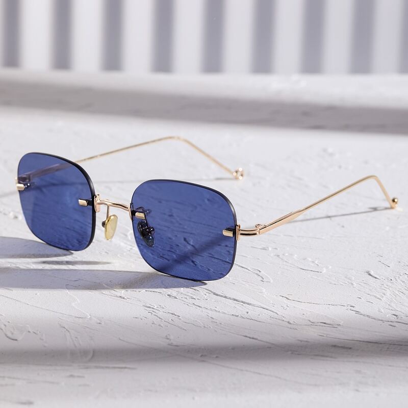 

Guys Square Rimless Sunglasses, Blue