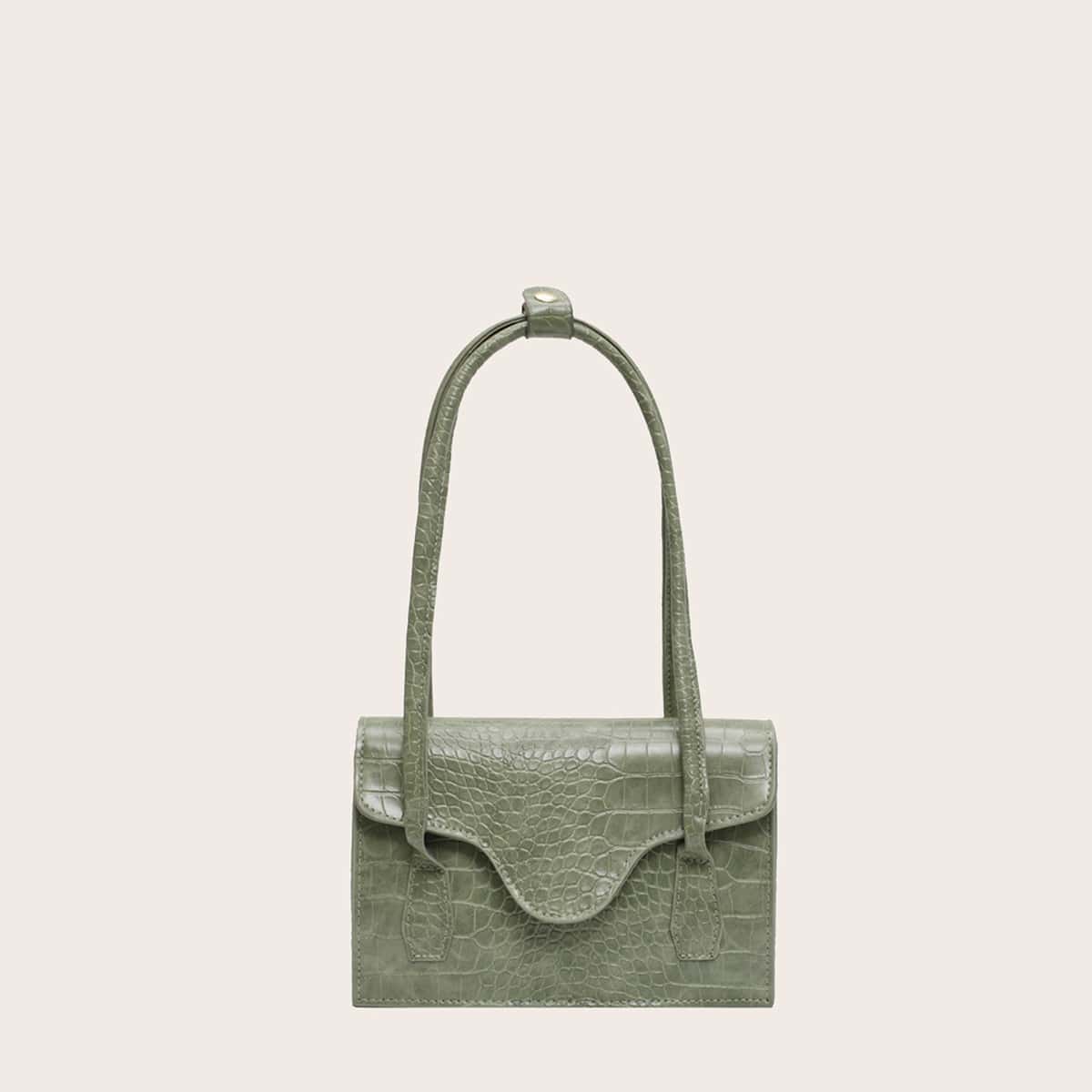 

Croc Embossed Shoulder Bag, Green