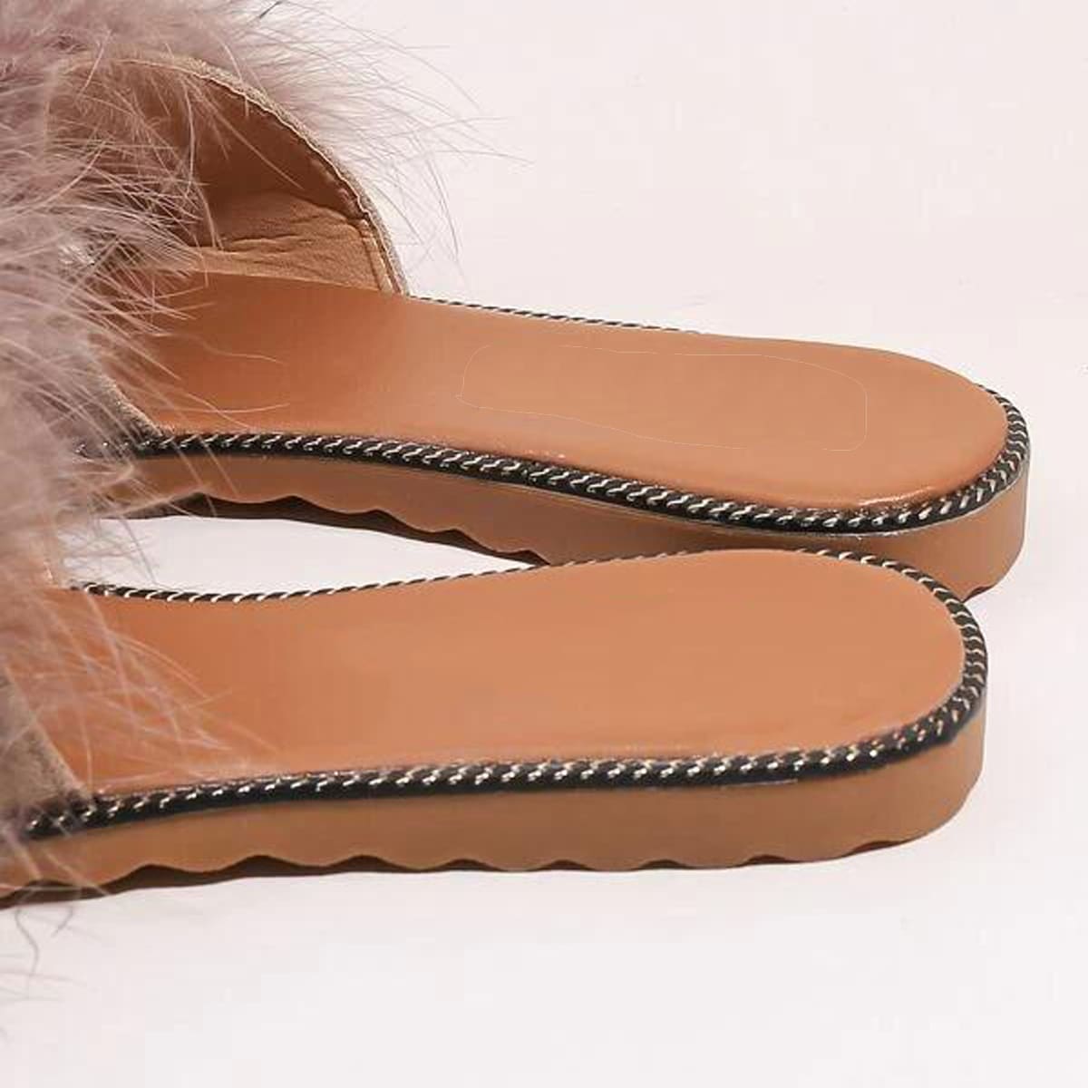 

Fluffy Slide Sandals, Khaki
