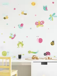 兒童昆蟲圖案墻面貼紙 - 彩色 - 查看 1