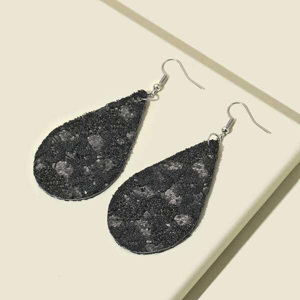 

Sequins Waterdrop Drop Earrings, Black