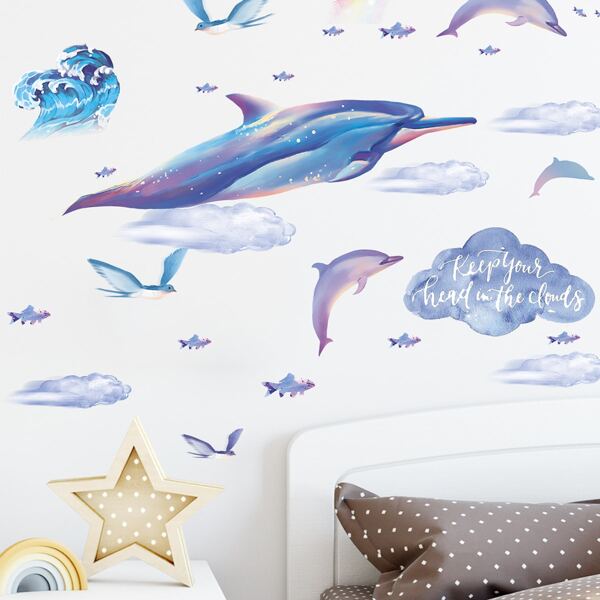 

Kids Dolphin Print Wall Sticker, Multicolor