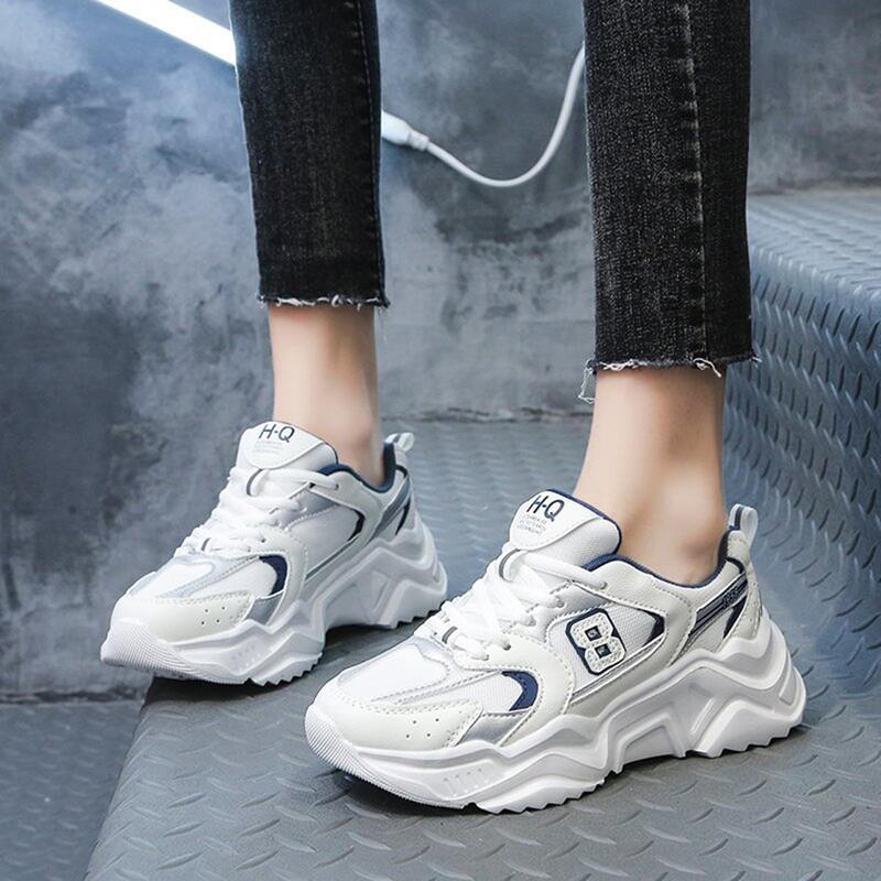 

Lace-up Front Chunky Sneakers, White