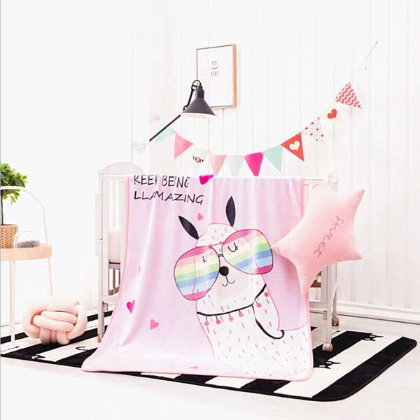 

Baby Cartoon Graphic Blanket, Pink