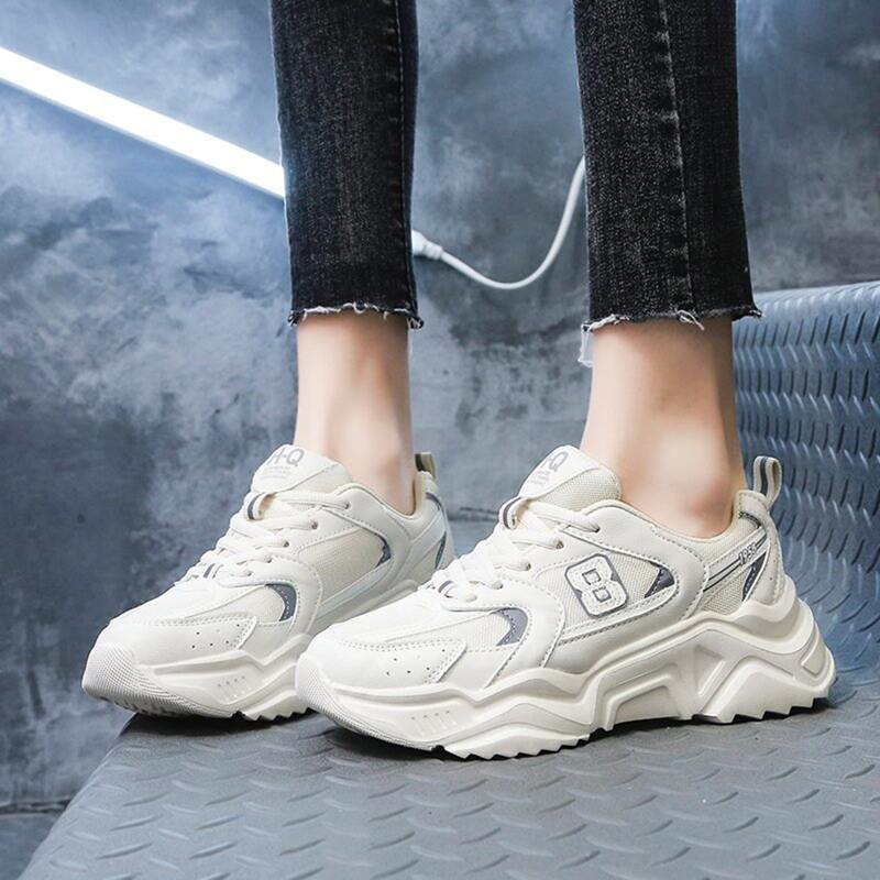 

Lace-up Front Chunky Sneakers, Beige