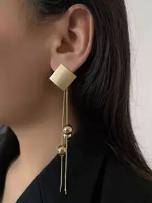 Pendientes largos con diseño geométrico - Amarillo Oro - Ver 1