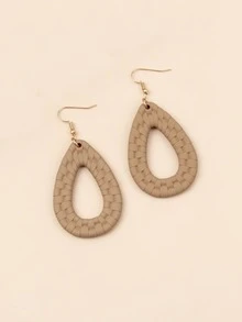 Bông tai hình giọt nước bện - Cà phê nâu - Xem 3