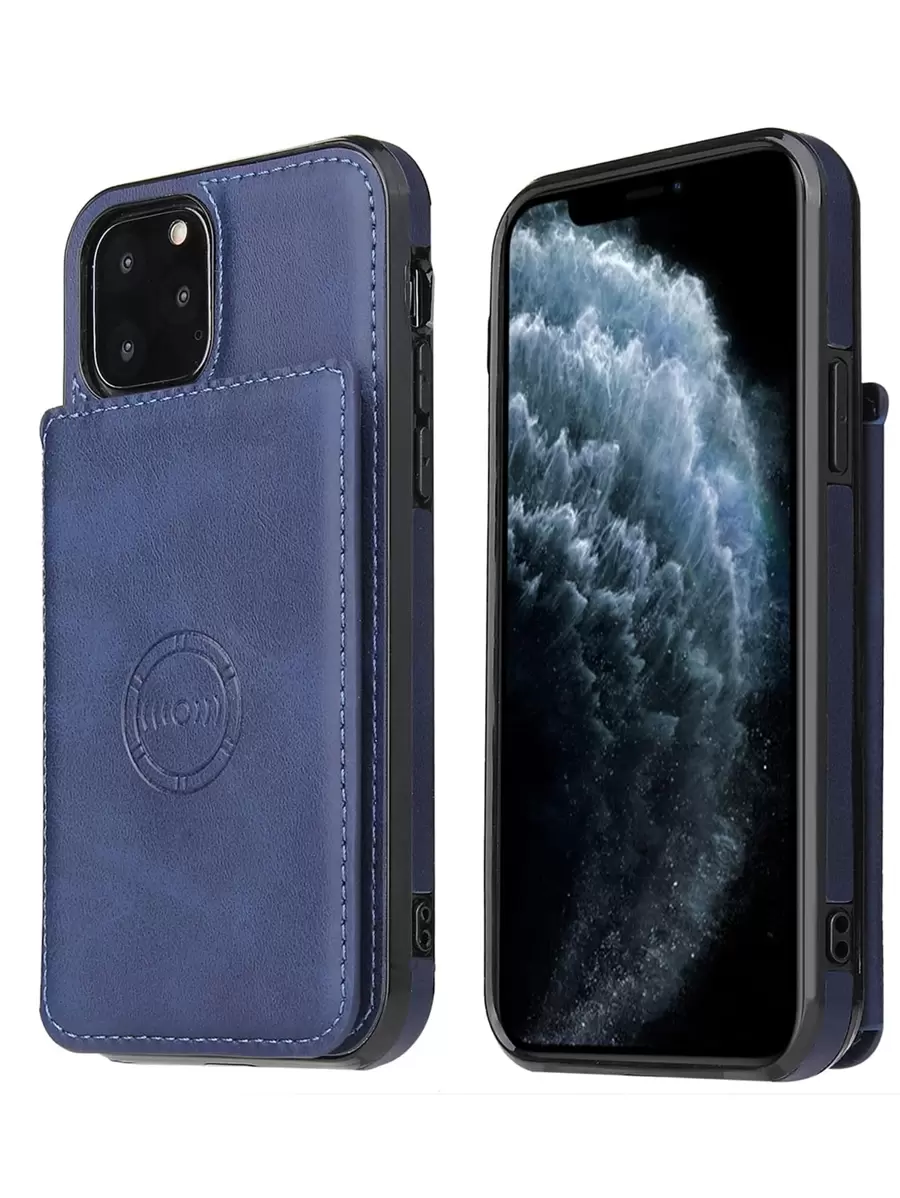 1 chiếc ốp lưng kiêm ví gập từ tính có họa tiết Crazy Horse, tương thích với iPhone 15 Pro Max và Galaxy S24 Ultra, phiên bản quốc tế, không phải phiên bản nội địa. - Màu xanh lam - Xem 1