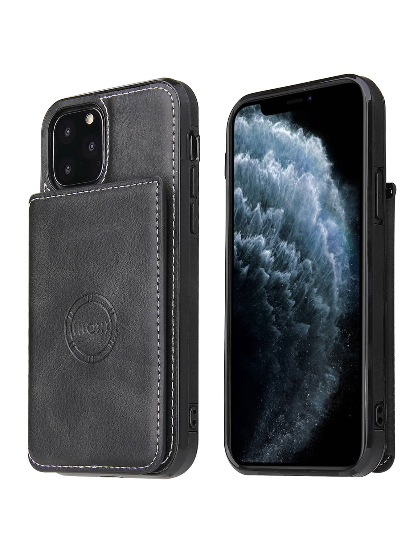 1个磁吸钱包式手机壳，带卡槽，疯马图案后盖，兼容 15 Pro Max和Galaxy S24 Ultra，国际版，非国内版 - 黑色 - 查看 1