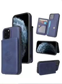 1 chiếc ốp lưng kiêm ví gập từ tính có họa tiết Crazy Horse, tương thích với iPhone 15 Pro Max và Galaxy S24 Ultra, phiên bản quốc tế, không phải phiên bản nội địa. - Màu xanh lam - Xem 3