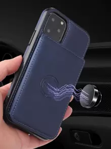 1 chiếc ốp lưng kiêm ví gập từ tính có họa tiết Crazy Horse, tương thích với iPhone 15 Pro Max và Galaxy S24 Ultra, phiên bản quốc tế, không phải phiên bản nội địa. - Màu xanh lam - Xem 4