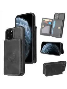 1个磁吸钱包式手机壳，带卡槽，疯马图案后盖，兼容 15 Pro Max和Galaxy S24 Ultra，国际版，非国内版 - 黑色 - 查看 3