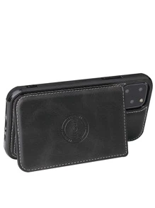 1个磁吸钱包式手机壳，带卡槽，疯马图案后盖，兼容 15 Pro Max和Galaxy S24 Ultra，国际版，非国内版 - 黑色 - 查看 4