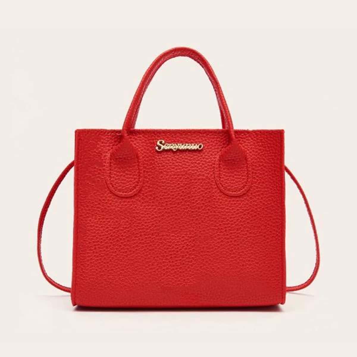 

Solid Satchel Bag, Red