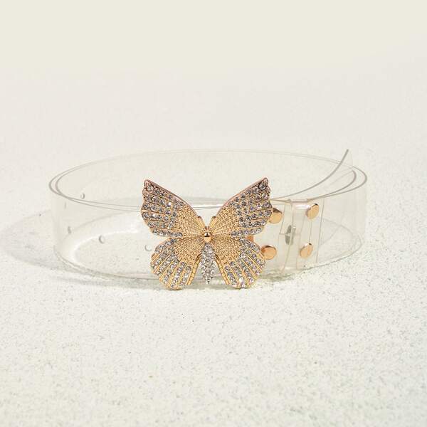 

Rhinestone Butterfly Decor Belt, Clear