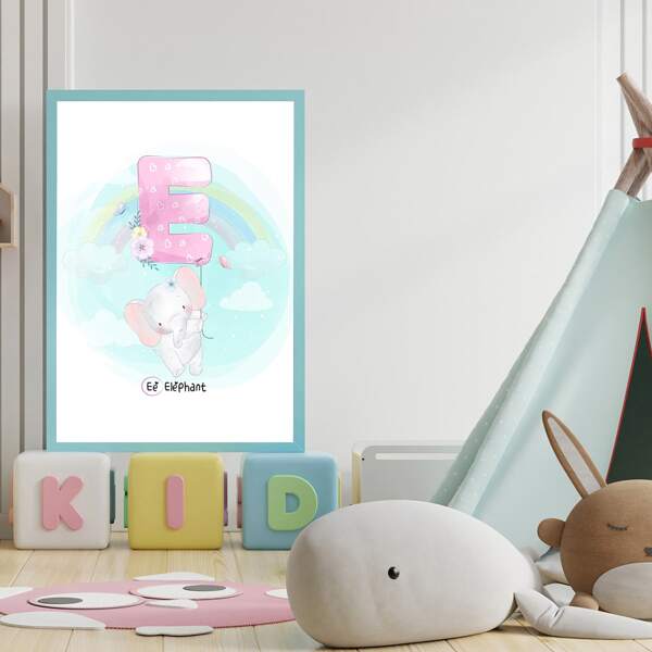 

Kids Elephant Print Unframed Painting, Multicolor