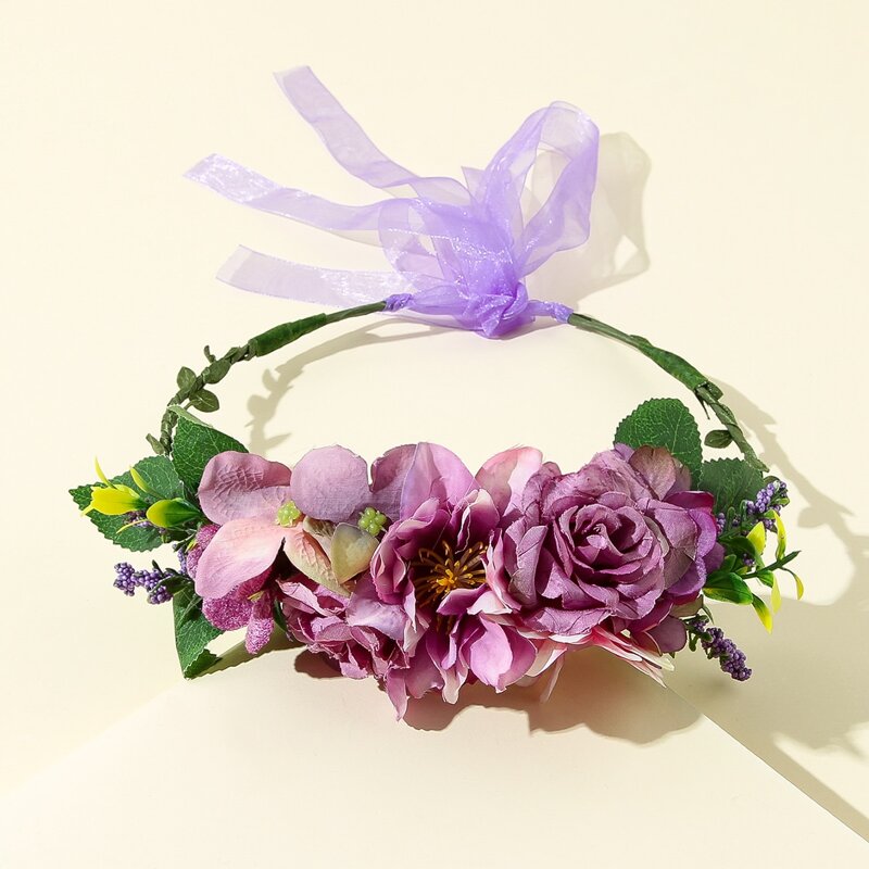 

1pc Flower Hair Garland, Purple