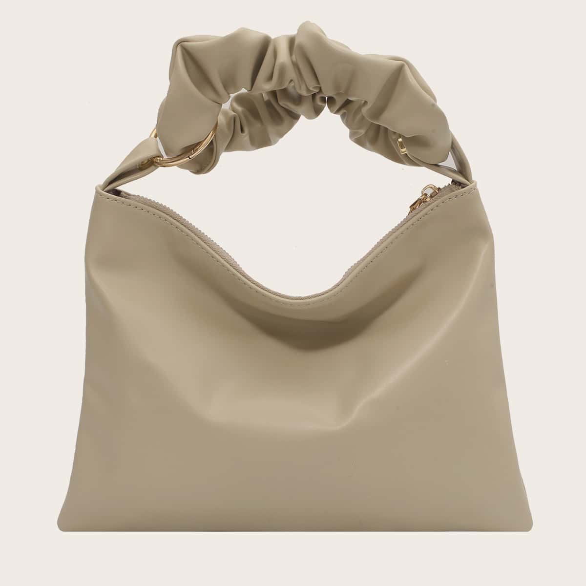

Ruched Handle Satchel Bag, Khaki