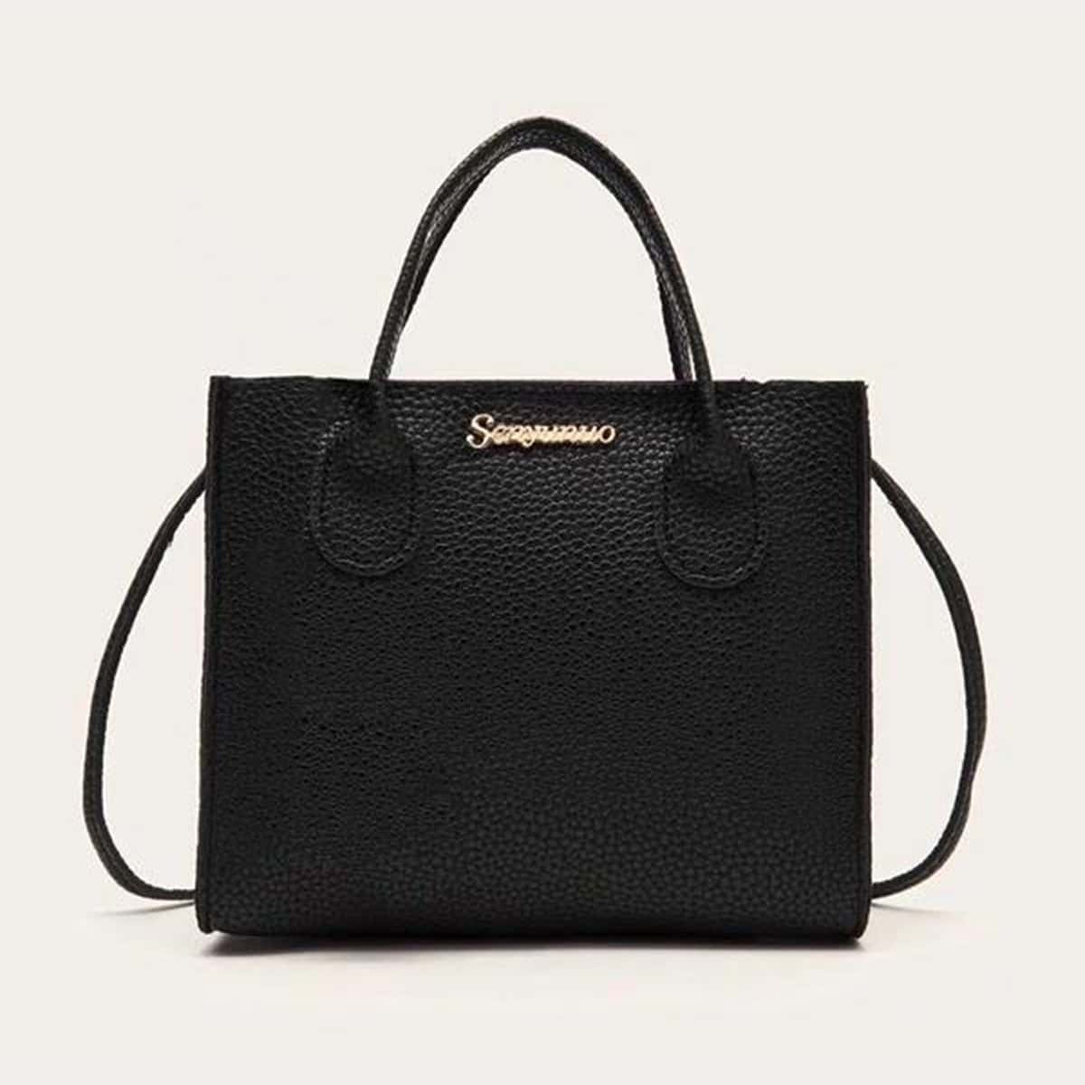 

Solid Satchel Bag, Black