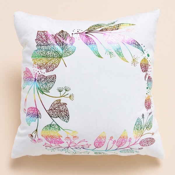 

Leaf Print Cushion Cover Without Filler, Multicolor