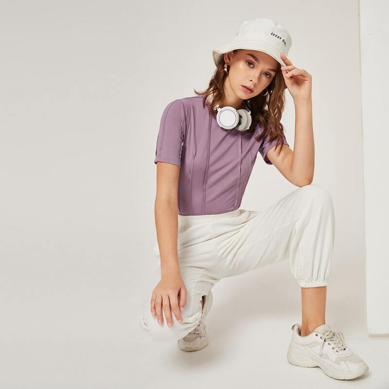 

Seam Front Solid Top, Mauve purple