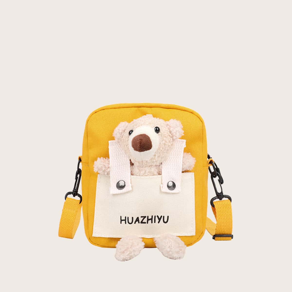 

Cartoon Bear Canvas Crossbody Bag, Yellow