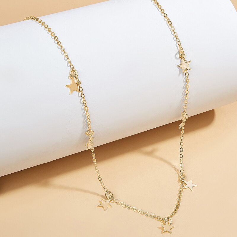 

1pc Star Charm Chain Choker, Gold