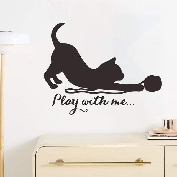 

Cat Print Wall Sticker, Black
