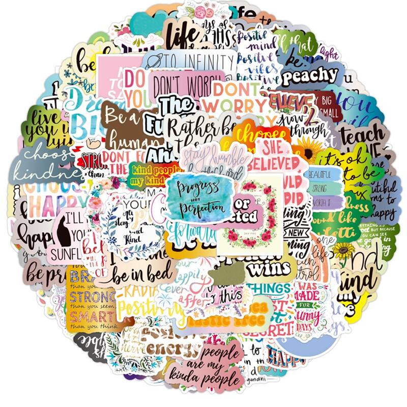 

100pcs Slogan Graphic Sticker, Multicolor
