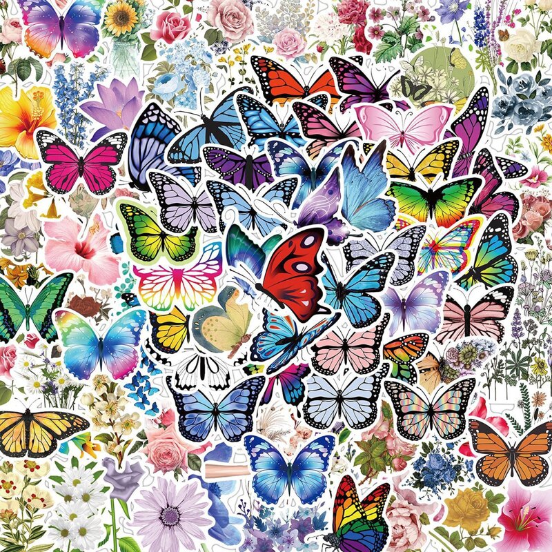 

100pcs Butterfly Print Sticker, Multicolor