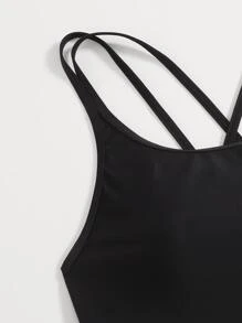 Swim Basics Summer Beach Crisscross Back One Piece Swimsuit