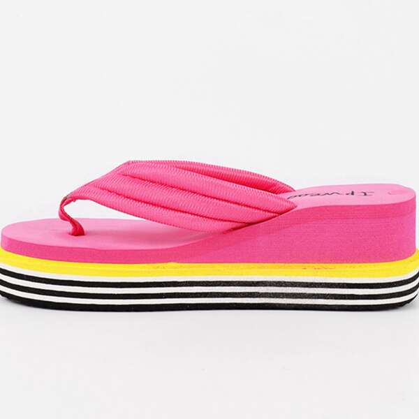 

Colorblock Thong Wedge Mules, Pink