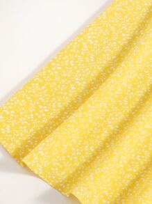Soleia Vestido de puño fruncido con cordón delantero con estampado de planta - Amarillo - Ver 6