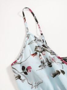 SHEIN VCAY Áo liền quần Trọn gói Hoa Boho - Màu xanh nhạt - Xem 3