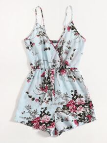 SHEIN VCAY Áo liền quần Trọn gói Hoa Boho - Màu xanh nhạt - Xem 4