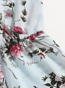 SHEIN VCAY Áo liền quần Trọn gói Hoa Boho - Màu xanh nhạt - Xem 5