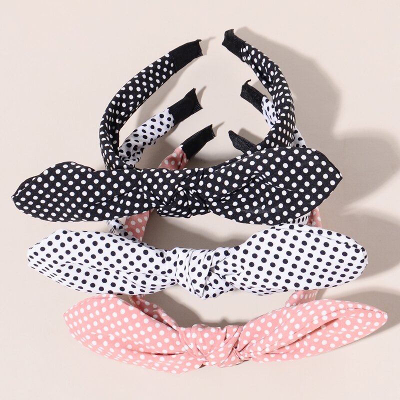 

3pcs Polka Dot Bow Headband, Multicolor